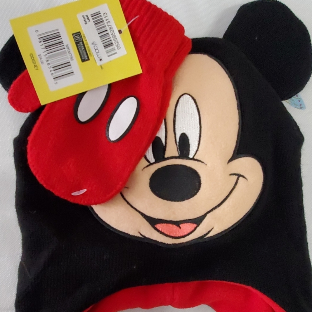 Boys Mickey hat amd gloves